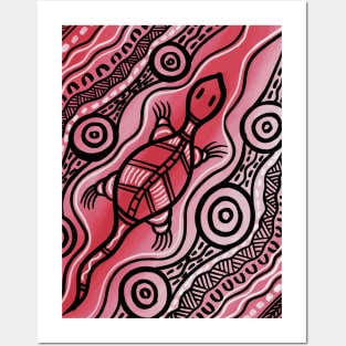 Aboriginal Art - Lizard Red Posters and Art